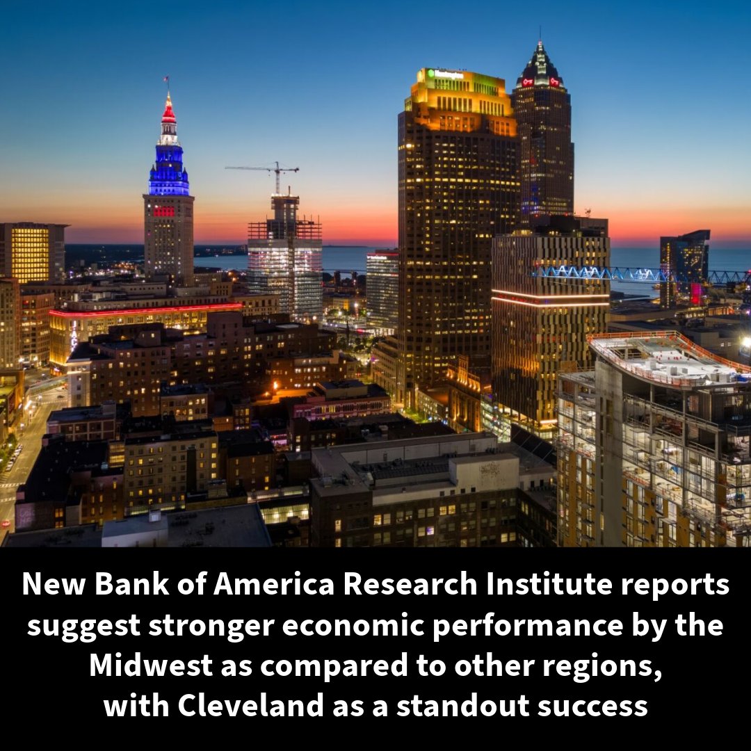 📊 New @BankofAmerica Research Institute reports suggest a stronger economic performance by the Midwest as compared to other regions, with Cleveland as a standout success.

🔗 institute.bankofamerica.com/economic-insig…

#GreaterCLE #AllIn #EconomicImpact @CityofCleveland @JobsOhio @CuyahogaCounty