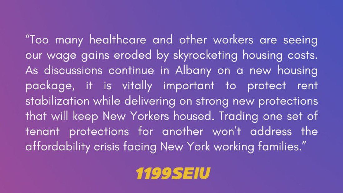 Healthcare and other workers need tenant protection in New York State now!