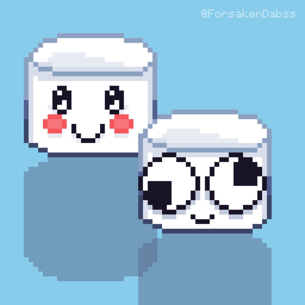 Saw a crappy Twitter Ad & made my own version of cute marshmallows. 💙✏️

#SupportHumanArtists #pixelartist #artmoots #pixelart #art