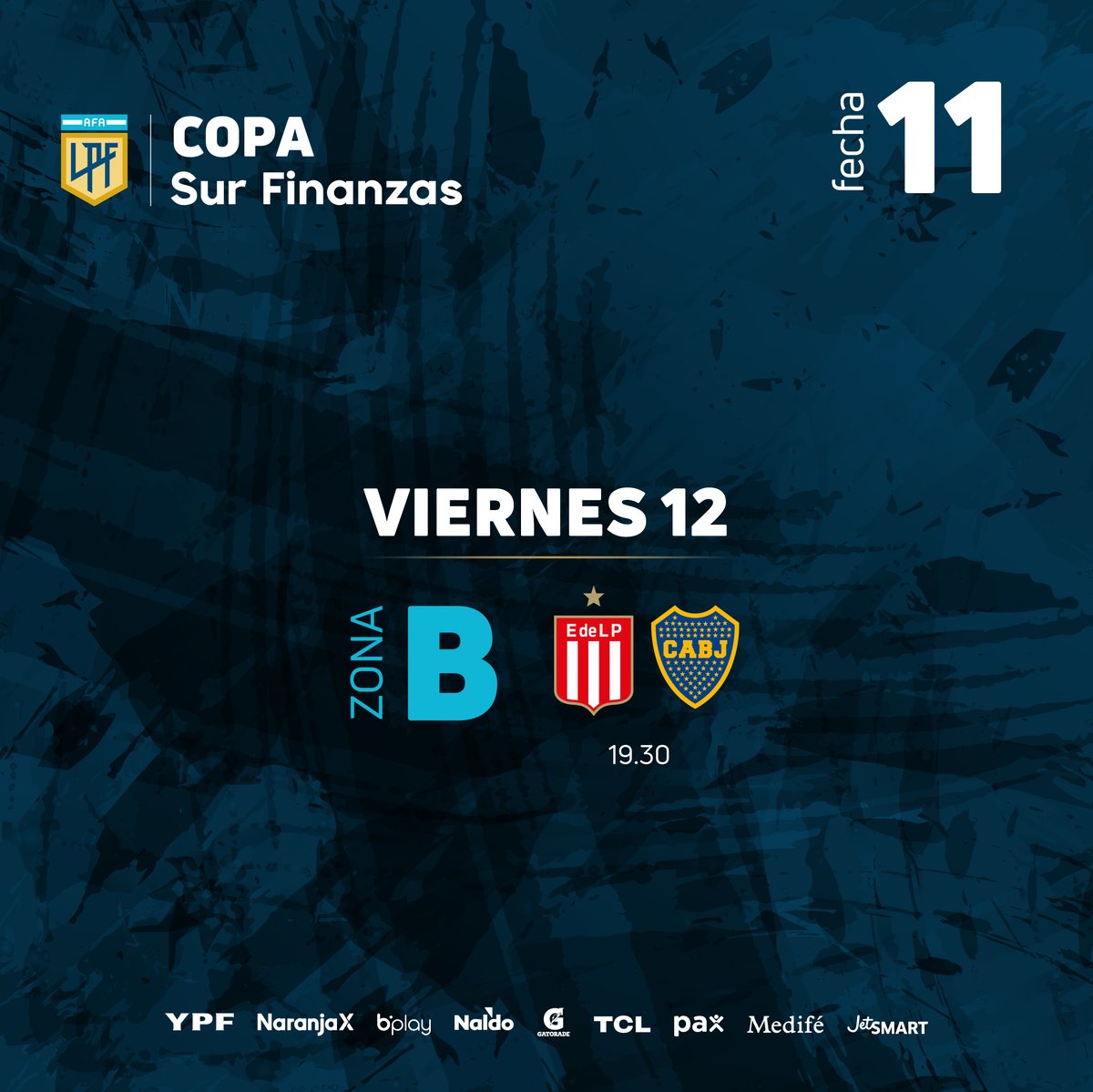 #CopaSurFinanzas 🏆 2024
Pendiente #Fecha11 

⚽️ @EdelpOficial 🆚 @BocaJrsOficial 
⏰ 19.30