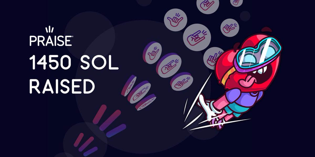 We love you, fam! 1,450 SOL raised. Nearly 1,000 engaged holders. Pre-IDO. Congrats to everyone who made it into the presale. Love, Peace, and $PRAISE Learn more: praisetoken.io