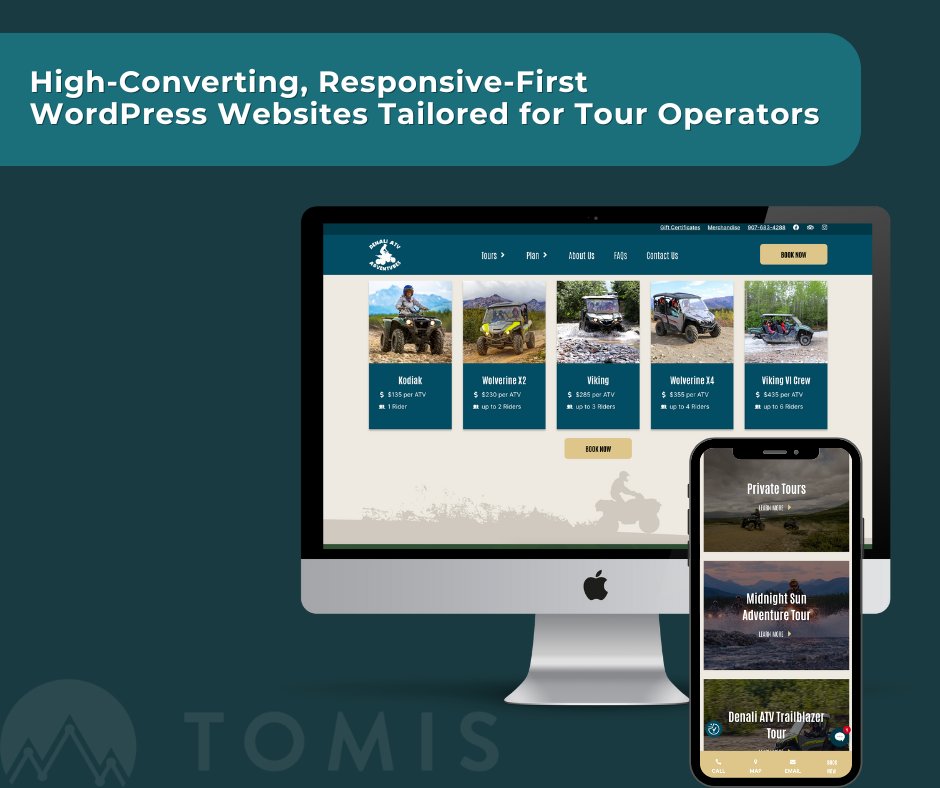 Did you know we specialize in designing and developing high-converting, responsive-first WP websites tailored for Tour Operators? Our approach is to design &amp; develop a site that makes a great first impression, improves your SEO, streamlines the booking process, &amp; more!