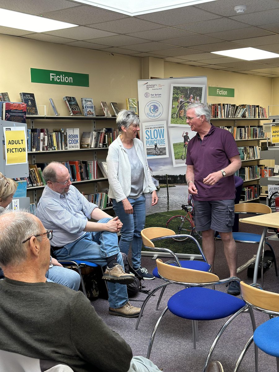 A moment captured during our talk @LibraryFram today. As always @PeterBe1130's words resonated with our audience. So honoured to be with him on his journey as he continues to raise awareness of #dementia & to chose the option of #livingwell with #positivity. #friendship #books
