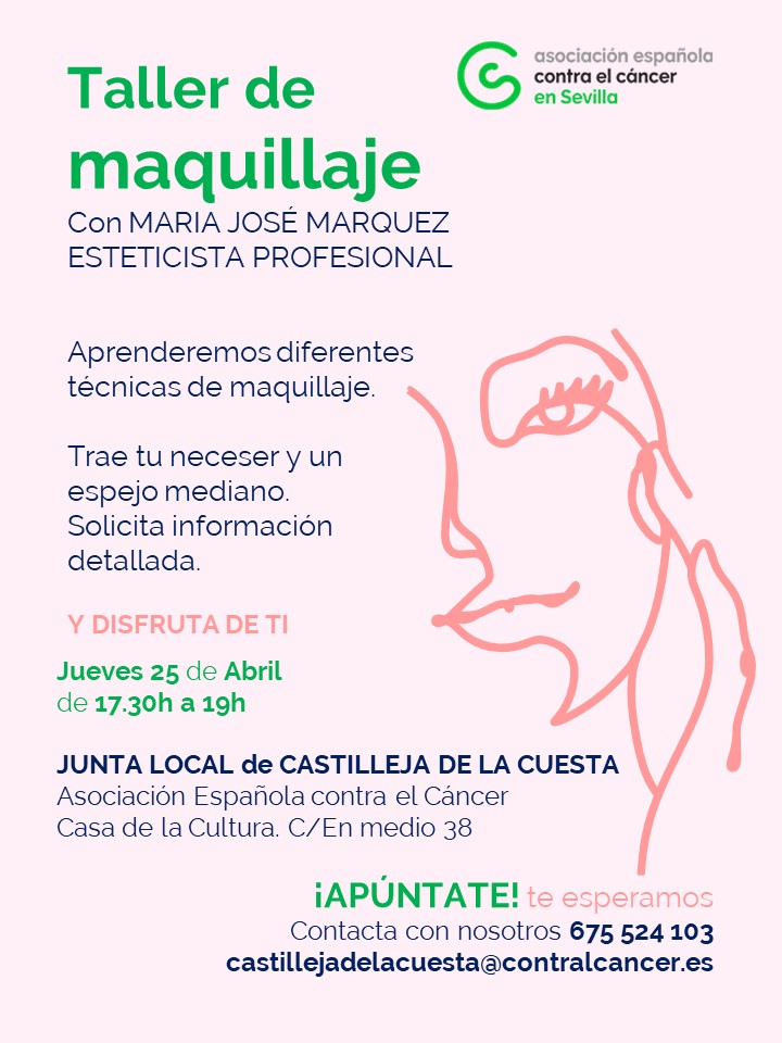 @ContraCancerSEV En Castilleja de la Cuesta el 25 de abril a las 17:30 h Más información en el Email: castillejadelacuesta@contraelcancer.es