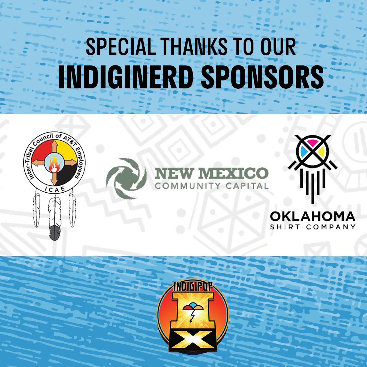 Big thank you to #IndigipopX2024 Indiginerd Sponsors: The Inter-Tribal Council of AT&T Employees, New Mexico Community Capital & Oklahoma Shirt Company! We appreciate you!
icae4.org
oklahomashirtcompany.com
nmccap.org

#ThankYou #IPX2024 #IPXatFAM