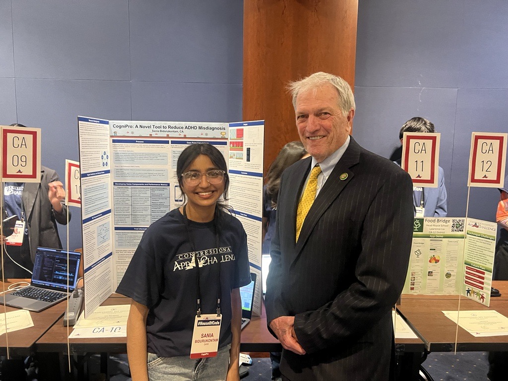 Today I met with CA-10’s 2023 App Challenge winner, Sania, at the House of Code conference in D.C. It was wonderful to learn more about her app CogniPro which helps mental health professionals properly identify ADHD. I am so impressed by her ingenuity and talent.