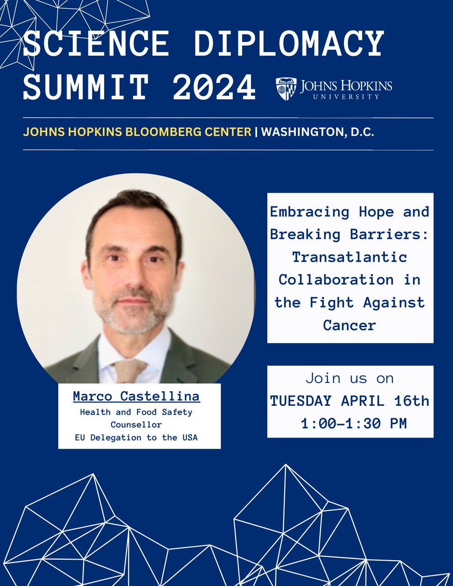 Excited to participate in the Johns Hopkins Science Diplomacy Summit 2024 happening on April 15-16, at the Johns Hopkins University Bloomberg Center.
 
We will delve into how #science can foster #internationalcooperation @catgyoung @GiusiCondorelli