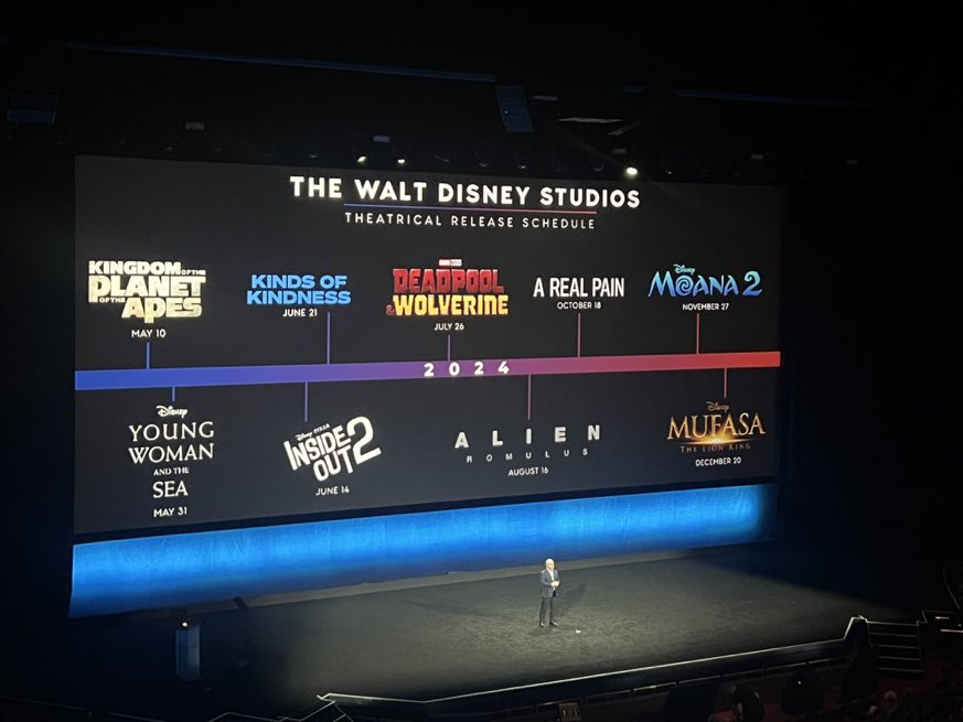 Disney’s 2024 slate. #CinemaCon (📸 @ErikDavis)