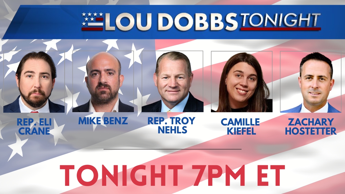Join us tonight for #LouDobbsTonight at 7PM ET! Among our guests are @RepEliCrane, @MikeBenzCyber , @RepTroyNehls, Camille Kiefel and Zachary Hostetter. Join us on Rumble at rumble.com/v4ox5df-lou-do…!