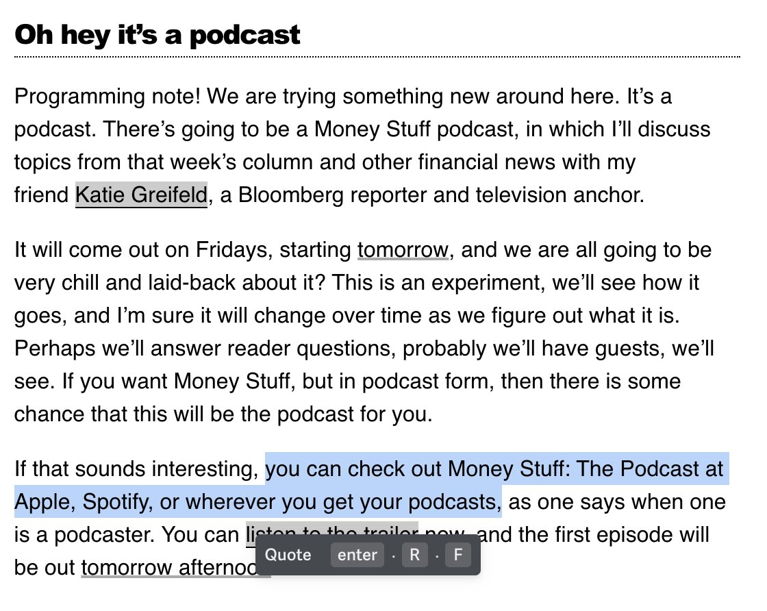 'Wherever you get your podcasts' is one of the most cyberpunk, open web, crypto-native, composable ideas out there. But it's maybe the only example people see daily. Give us more! Where is 'wherever you get your podcasts' for social media, for tickets, for medical records??