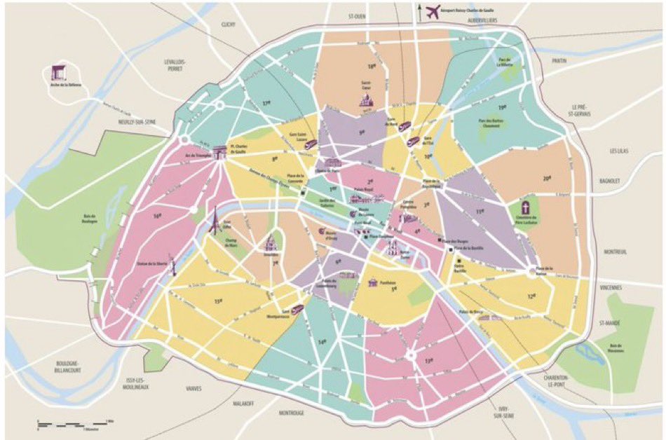 In Paris, just 4.3% of all of the transportation trips occurring within the colored areas on the map below now occur in private cars. It wasn’t always this way. It’s actually a result of deliberate leadership and smart planning. institutparisregion.fr/mobilite-et-tr…