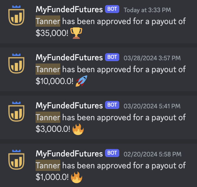 49k of payouts for Tanner! He is now a live trader with MFFU! MFFU moves you to a LIVE brokerage account once you prove profitability! Which explains why we have the highest average payout per trader of ANY futures firm! All available on our discord discord.gg/f3VjZzdq