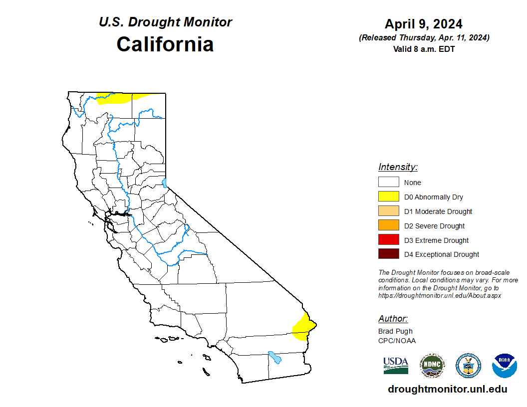 California will be going into summer drought free for the second straight year! The state's drought severity index is at its lowest level in 13 years, with only 2.6% of CA experiencing abnormally dry conditions, the lowest since 2011. #CAwx
