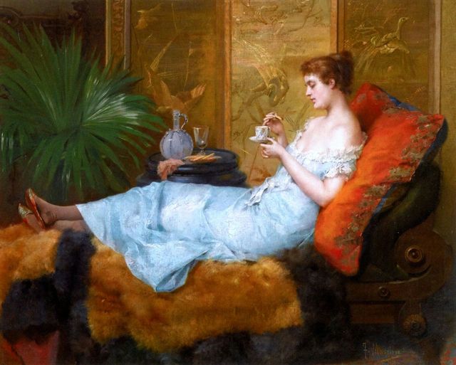 Francisco Mannovens. The Tea Hour. #art #painting #interior