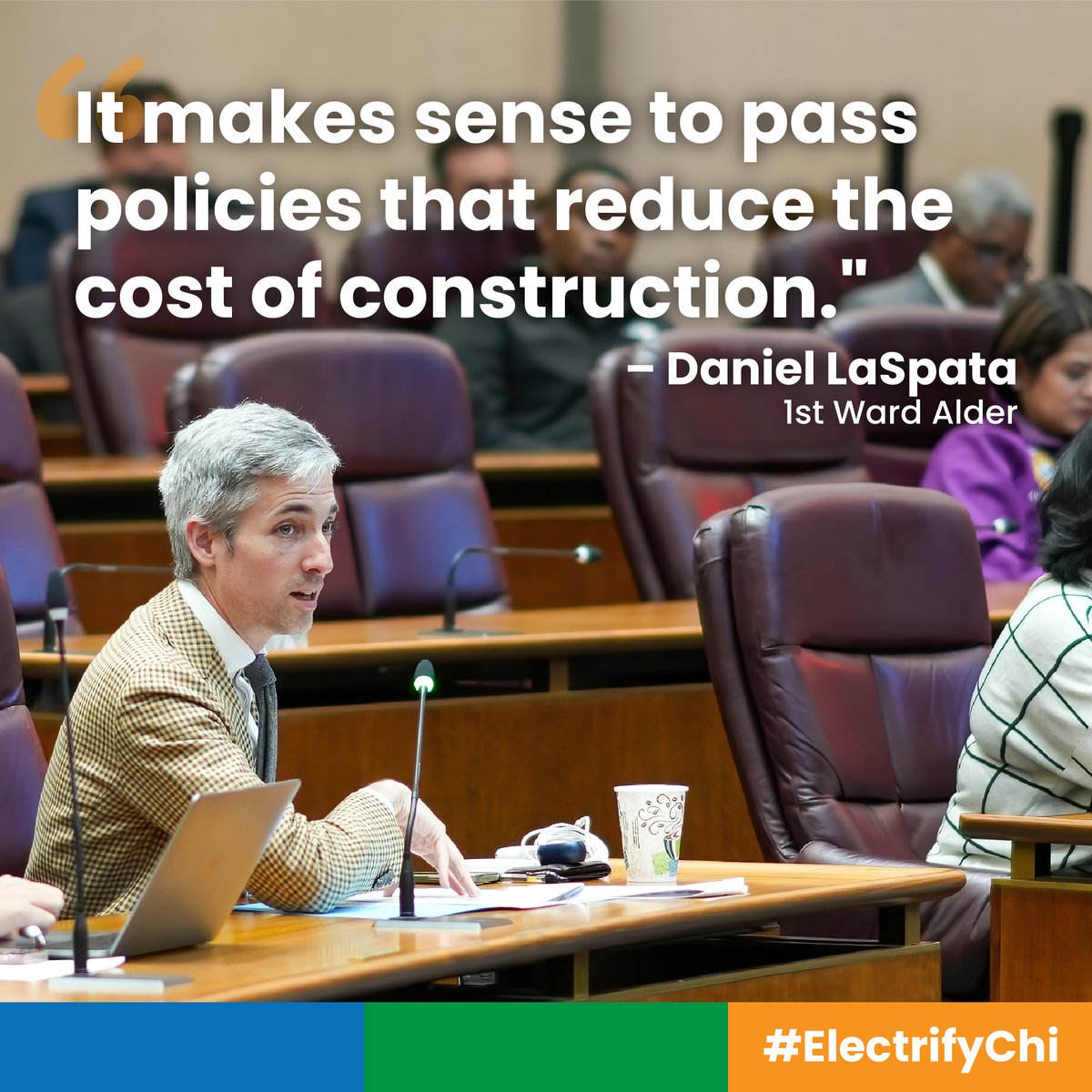 As @AldermanLaSpata said at last week's hearing, we need policies that reduce the cost of construction and eliminate the need for expensive retrofits. Urge your alder to support the Clean and Affordable Buildings Ordinance! ilcleanjobs.org/cabo #ElectrifyChi