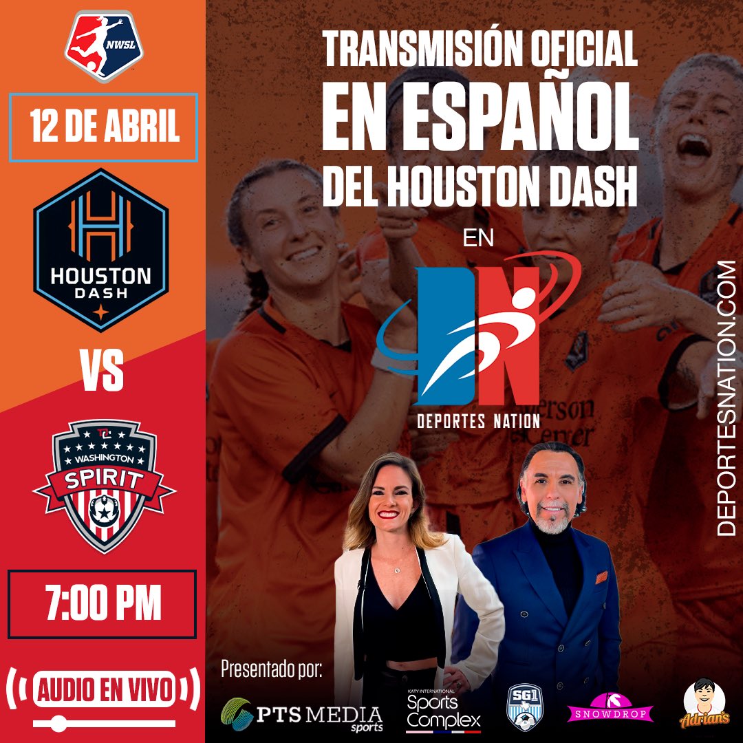 alexrparra's tweet photo. Listos para el comienzo de un nuevo capítulo. Arrancando las transmisiones oficiales (audio) en español del @HoustonDash @NWSL . Al lado de la maravillosa @DanyRodriguezR y todo el equipo de @PTSMediaSports Encuéntrenos en https://t.co/Vsr5v3xghd @deportesnation #HoustonDash #Dashenespañol