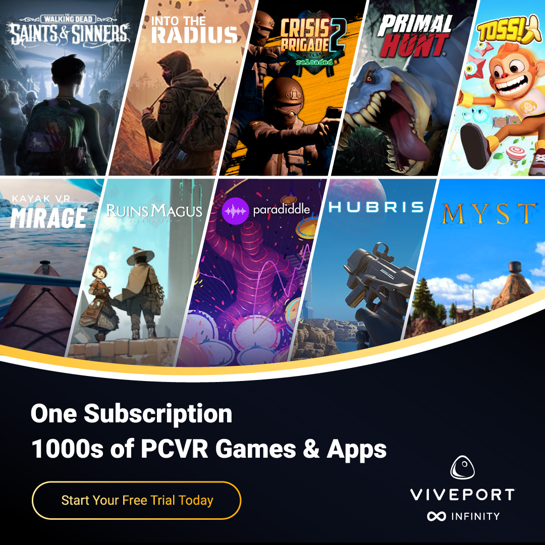 .@Viveport Infinity is the only #PCVR subscription plan for gaming that supports all major headsets, including HTC VIVE XR Elite via VIVE Streaming and HTC VIVE / VIVE Pro. Get unlimited access to the latest games for a fraction of the price today 👉 htcvive.co/43VzYUc