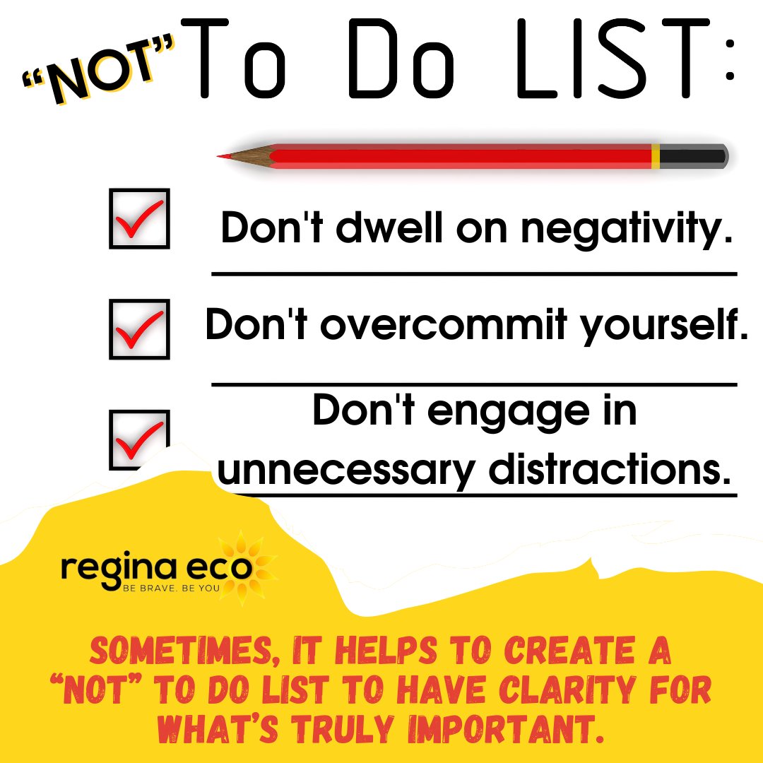 Gain clarity by crafting a 'NOT' To-Do List, focusing solely on what's truly essential. 

#ThursdayTip #Focus