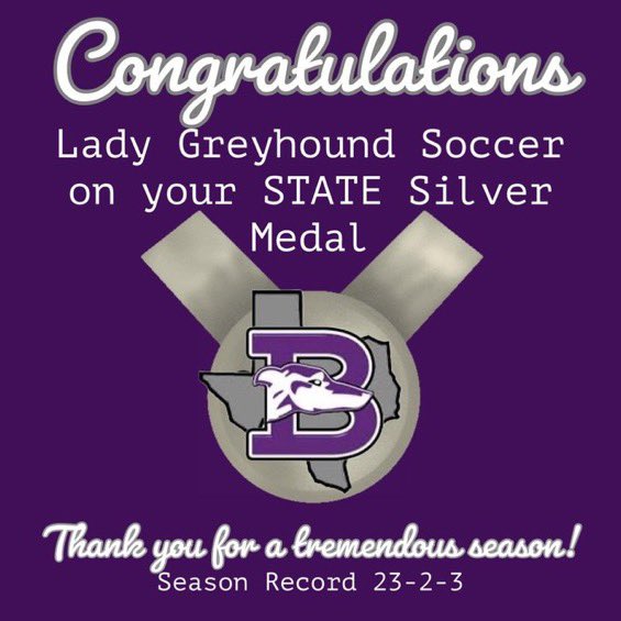 🤩We couldn’t be more proud of our girls and their remarkable season. They fought until the end showing resilience & grit. We are Boerne proud!!!💜

⚽️2024 UIL 4A State Silver Medalists!!!

@BoerneISD @LeechStan @gohoundsgo_gabc @BHSHoundsSoccer @Greyhounds_BHS @RadioBoerne