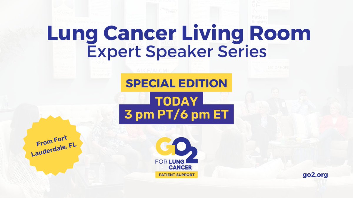Join the Lung Cancer Living Room livestream NOW to connect with other viewers! Today, we're bringing you a special edition live from Fort Lauderdale, FL. Tune in ⬇️ youtube.com/@go2forlungcan… #LCSM