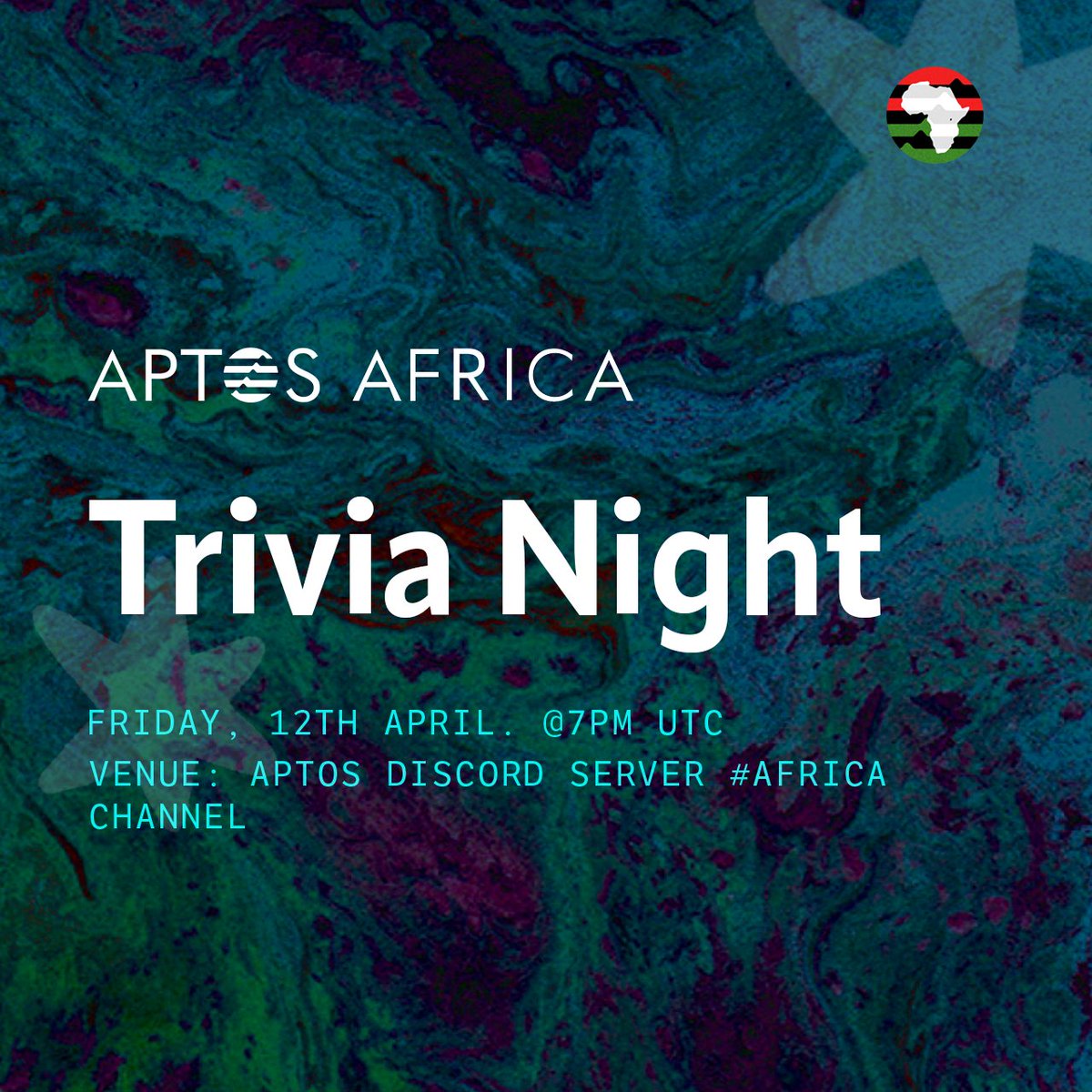 Get ready for APTOS Africa's Trivia Night! Dive into recent Aptos updates and happenings this Friday, 12th April, at 7 PM UTC. It's all happening on our Discord's #Africa channel—show off your Aptos acumen!