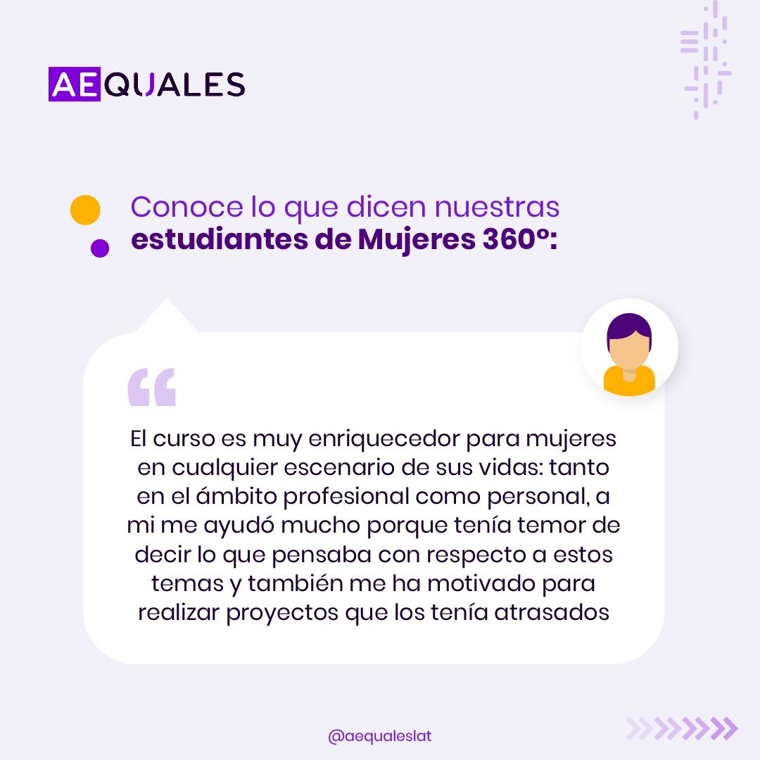 En Aequales nos motiva ver el impacto de las acciones que las empresas comprometidas con la equidad de género y diversidad tienen en su personal 💜

¿Tu empresa tiene acciones de formación? Conoce como el curso Mujeres 360° puede ser tu solución ✨aequales.com/programalidera…