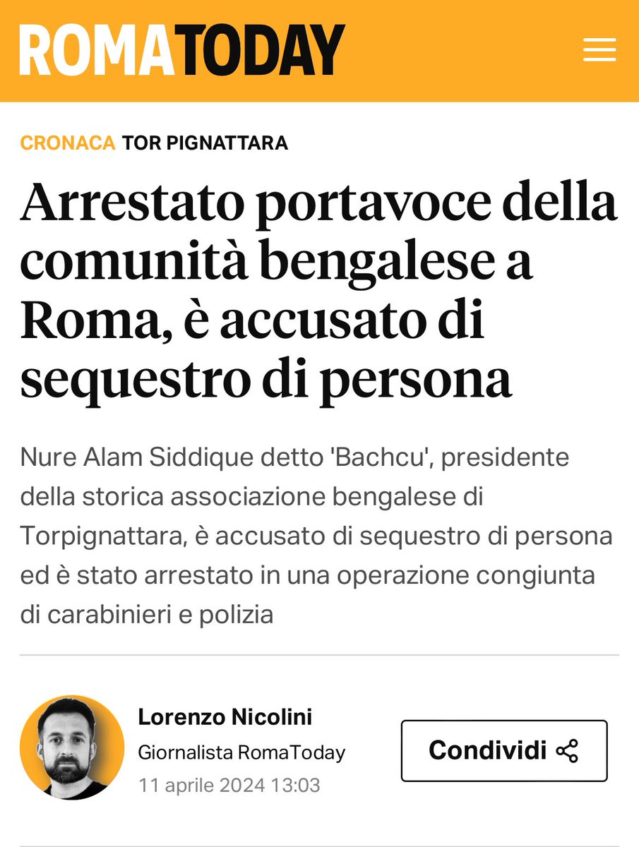 Nure Alam Siddique detto “Bachcu”, presidente della storica associazione bengalese di Torpignattara, è stato arrestato con l’accusa di sequestro di persona: il connazionale sequestrato doveva 100.000 mila euro a “Bachcu” per alcune ““pratiche”” per documenti legali destinati a…