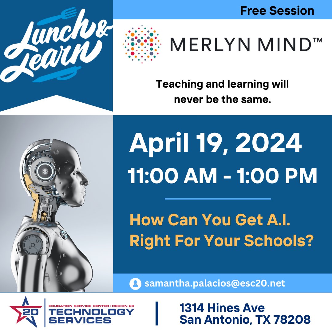 Join us to learn how Merlyn's A.I. services can enhance the classroom with 'How Can You Get A.I. Right For Your Schools?' Teaching and learning will never be the same. RSVP your seat here: esc20.jotform.com/240575189133964