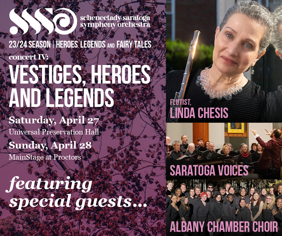 SSSO's last concerts of the season are PACKED w/ guests including flutist Linda Chesis, Saratoga Voices, Albany Chamber Choir & soloists Sylvia Stoner, Ann Marie Adamick, Casey Gray and Andrew Boisvert! April 27 & April 28 > sssony.org.