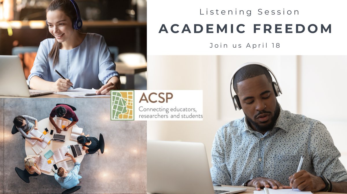 📢 Mark your calendars! Join the ACSP Ad Hoc Committee on Academic Freedom’s Listening Session on 4/18. Let's amplify diverse voices and perspectives in academia. Learn more: ow.ly/lv8050RenQL #AcademicFreedom #HigherEducation #ListenAndEngage