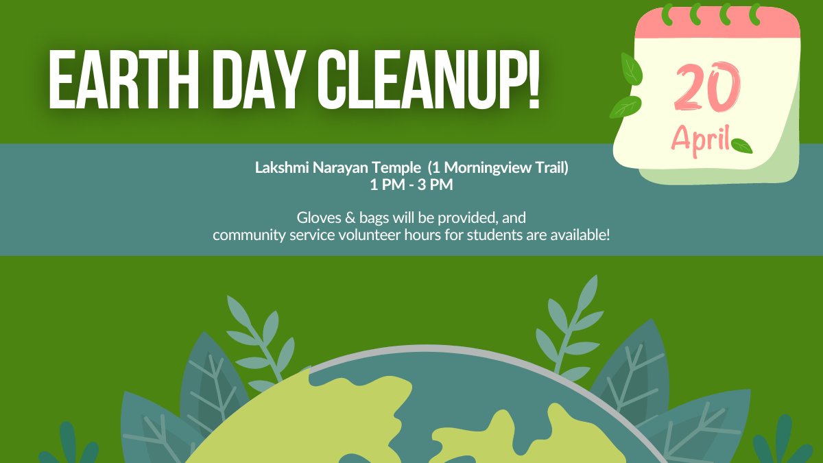Celebrate #EarthMonth when you attend the City's Earth Day #Cleanup on April 20! 🌎🚮Location & Time: Lakshmi Narayan Temple parking lot at 1 Morningview Trail at 12:45 PM. Gloves and bags will be provided to people taking part in the cleanup. ✨ #Toronto