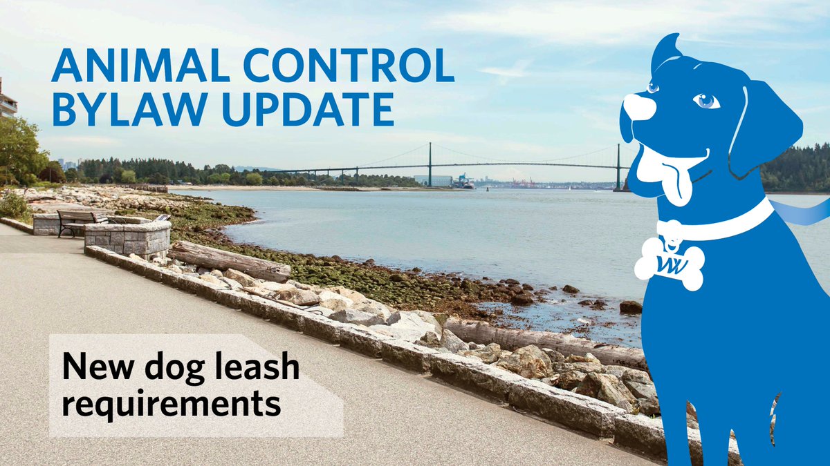 Dogs are now required to be on a leash, no greater than 2 metres in length, on the Centennial Seawalk, Ambleside Seawalk, and on Birdsong Path in Lighthouse Park. A maximum of two dogs per person are allowed on these paths. Learn more: westvancouver.ca/leash #WestVan