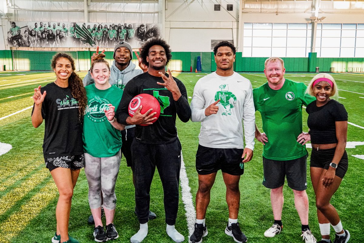 MeanGreenSports's tweet photo. Competitive by nature, inclusion-focused culture! UNT student-athletes continue to prioritize connection and camaraderie as we celebrate #NSAD. Thank you to everyone that supported the Inaugural Students v. Staff Kickball Tournament, hosted by B.A.C.!

#AmericanUnityWeek | #GMG🦅 https://t.co/X8hXGrBn15