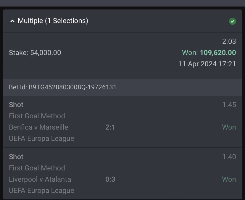 BET OF THE DAY ON BET9JA WON 🏆 Congratulations if you played 🎊🎊 Don’t have a bet9ja account?, click on link to register 👇👇👇👇 rt.bet9ja.click/o/no4BkI?lpage… Get 100% bonus on your first deposit