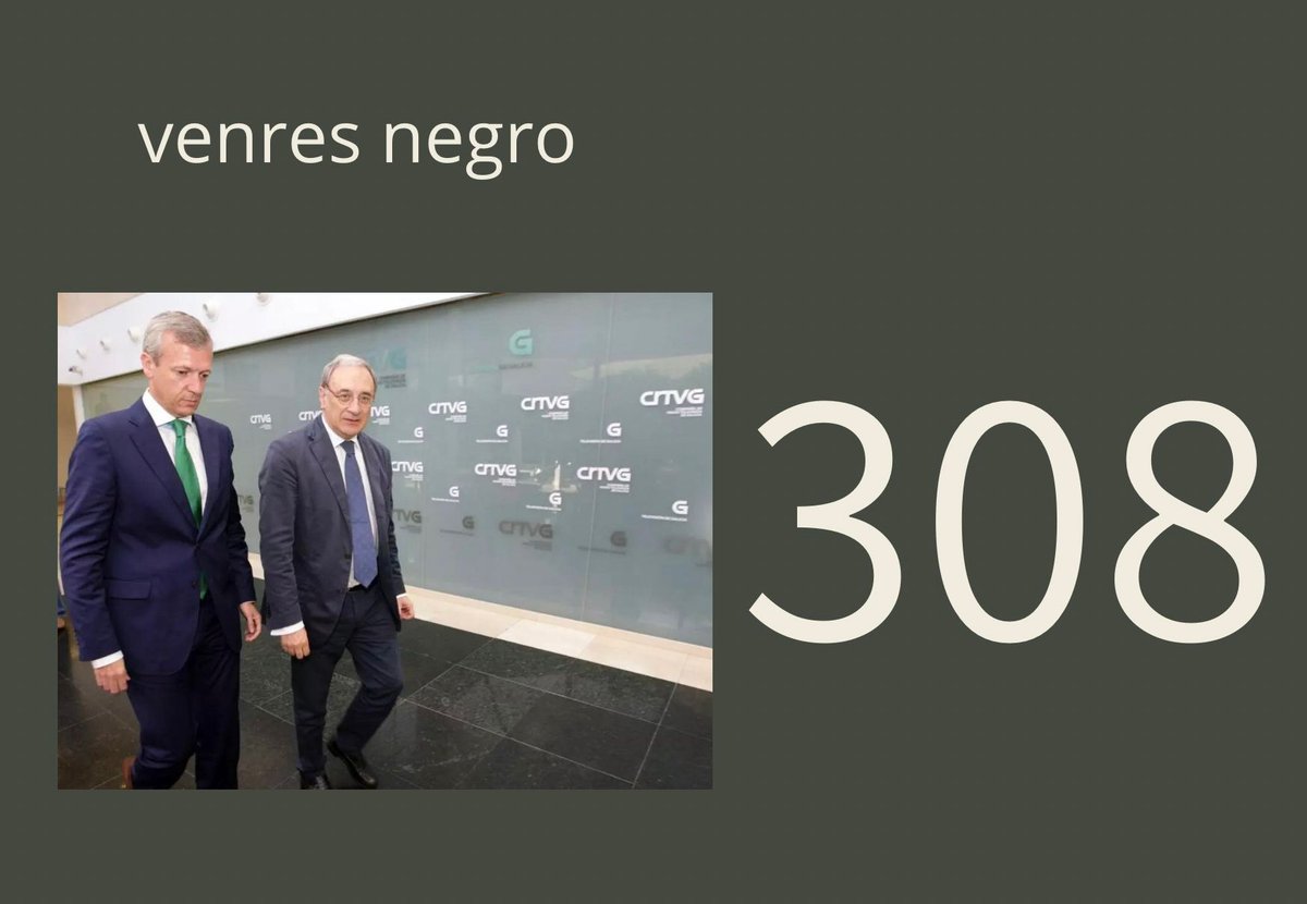 Como falan de listas negras de xornalistas, de control férreo e de propaganda, que non sexa por non preguntar...

<a href="/ppdegalicia/">PP de Galicia</a>, <a href="/ppopular/">Partido Popular</a>: Para cando unha CRTVG libre de control político? 🤔

#SomosServizoPúblico
#VenresNegro308CRTVG
#DefendeAGalega
