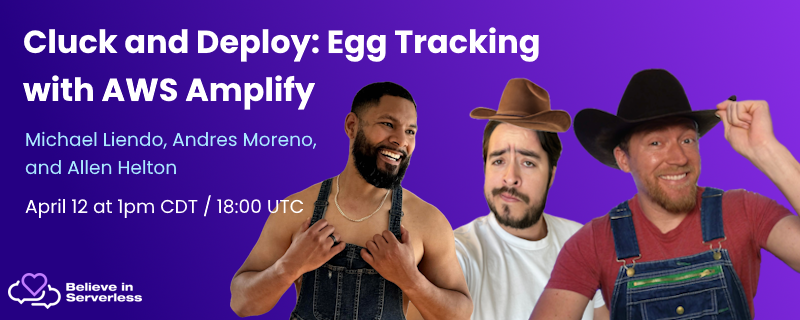 Who's ready for a live coding session tomorrow at 1pm CDT with @focusotter, @andmoredev, and me? We're going to build an egg tracking app in @AWSAmplify for my farm so I can find all the freeloading chickens 🐔 discord.gg/PUmGxxSw?event…