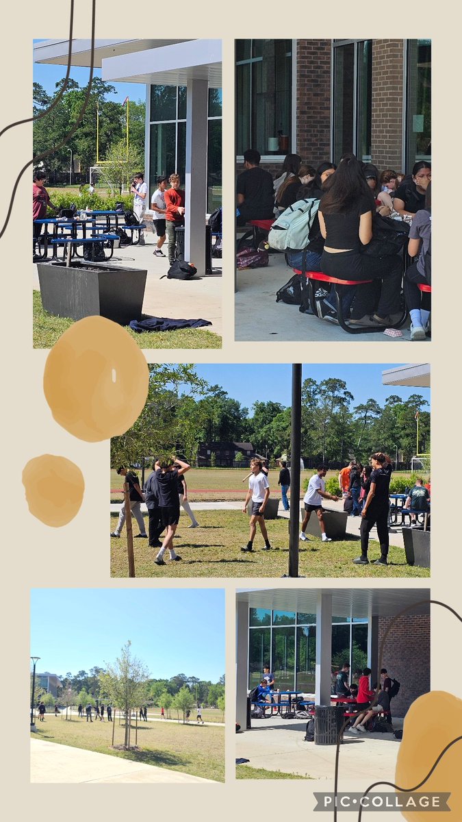 Today was such a beautiful day outside! ☀️🌻The kiddos were able to take full advantage of the wonderful outside spaces at @HumbleISD_KMS during 8th grade lunch today! ❤️🐾 #KMSCougarPride