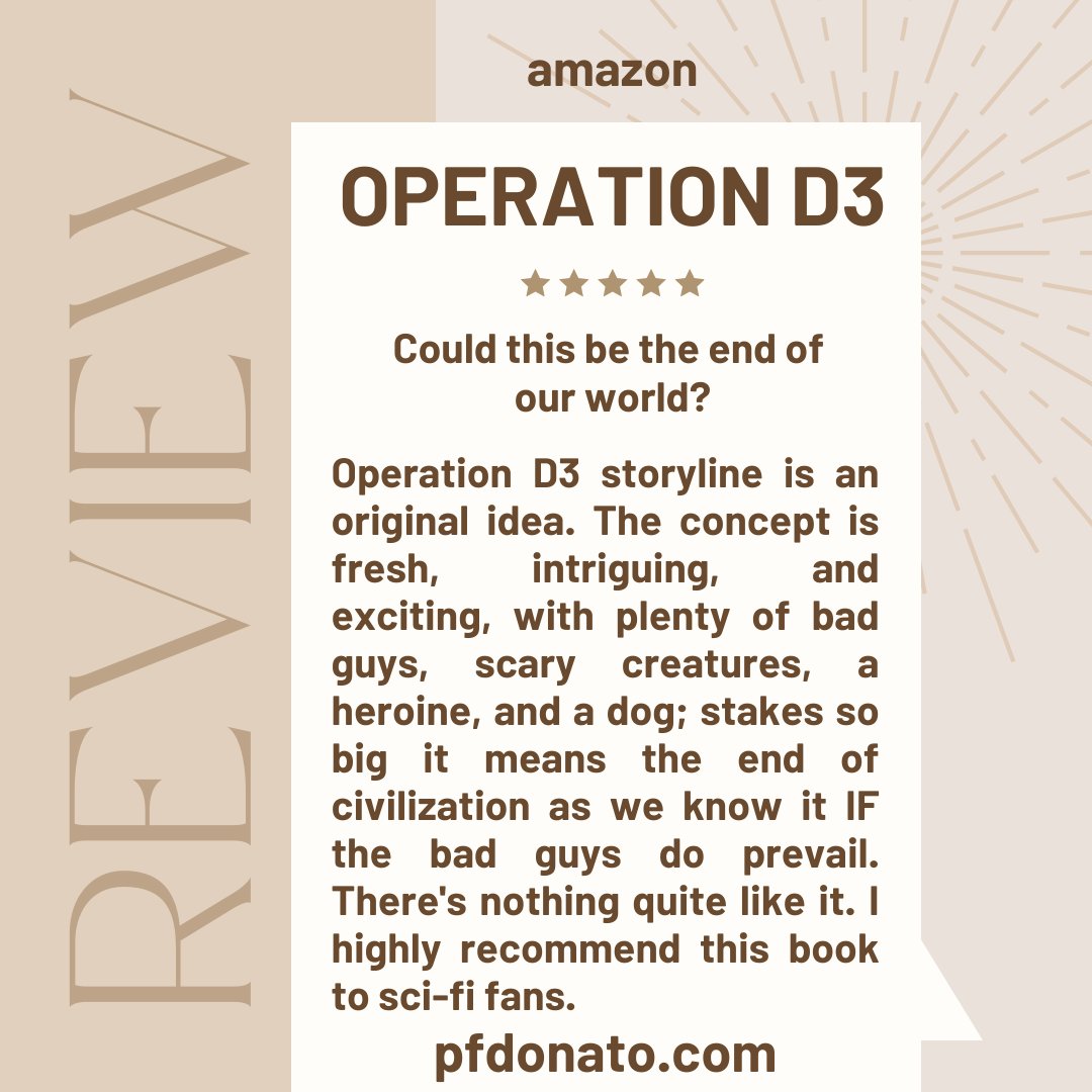 pfdonato.com Barnes & Noble barnesandnoble.com/w/operation-d3… Apple Books books.apple.com/us/book/operat… Amazon amazon.com/Operation-D3-P… Readers House readerhouse.com/products/opera… Google Play play.google.com/store/books/de… #bookcommunity #readersoftwitter #bookstore #bookclub