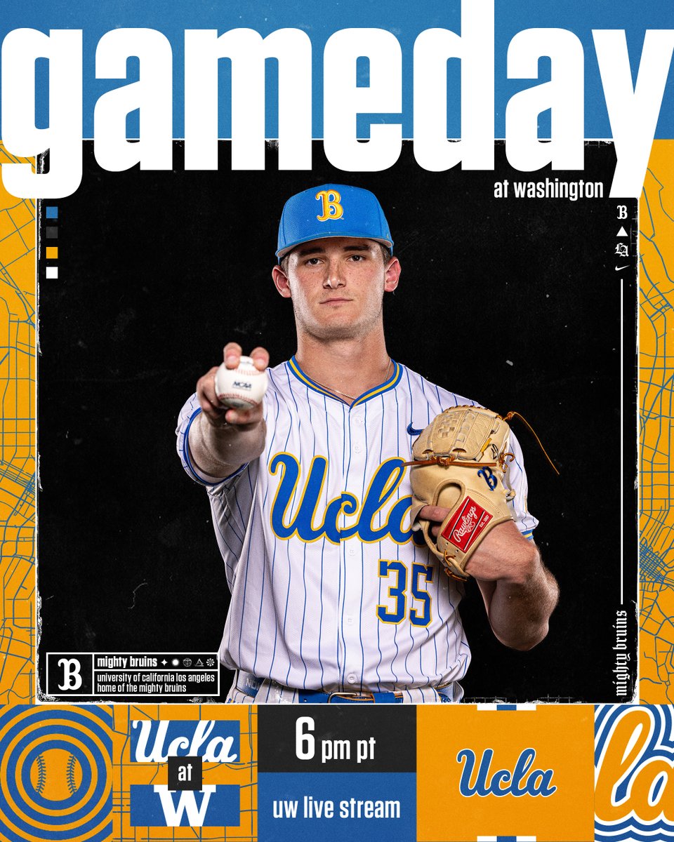 All set for Friday Night Lights in the Emerald City! 🆚 | @UW_Baseball 📍 | Seattle, Wash. 🏟️ | Husky Ballpark ⏰ | 6 PM PT 🖥️ | pac-12.com/live/universit… 📊 | statbroadcast.com/events/statbro… #GoBruins