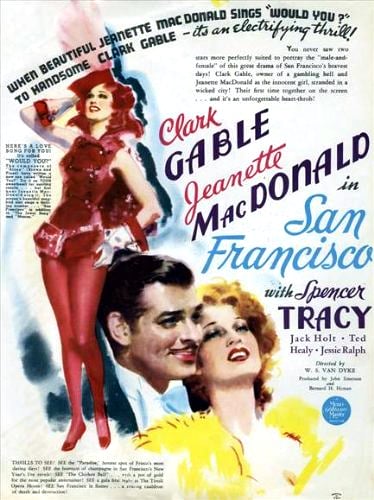 Voir la critique de SAN FRANCISCO (1936) sur le site loucinefil.com/san-francisco/ #sanfrancisco #vandyke #clarkgable #spencertracy #jeannettemacdonald #tremblementdeterre #trucages #musical #lovestory #cabaret #opera #hymne #espoir #ville #Amérique #séisme #solidarité #prêtre