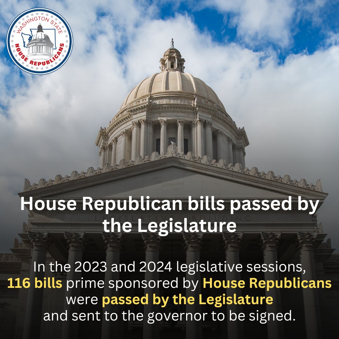 You can learn more about the House Republican bills passed by the Legislature the last two legislative sessions by visiting this webpage: houserepublicans.wa.gov/republican-bil… #waleg