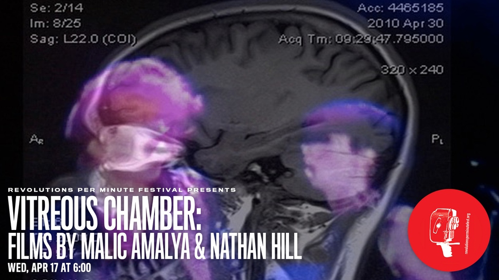 Next Week • Join RPM Festival Wed, Apr 17 for an evening of experimental film by Vitreous Chamber, featuring the visceral, cacophonous work of Malic Amalya & Nathan Hill. Learn more & get tickets at brattlefilm.org/special_events…