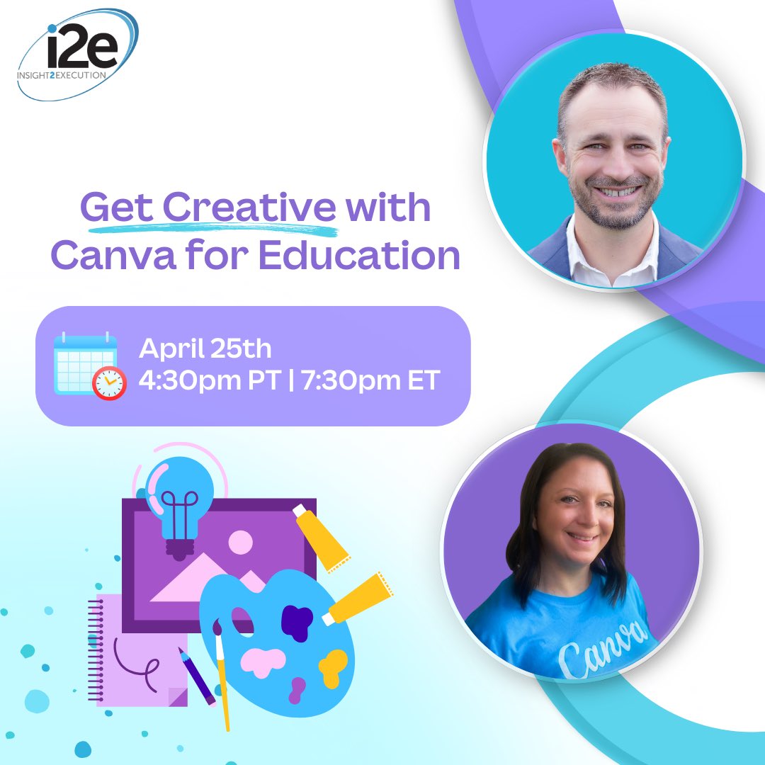 🤩 We're so excited for our next online event happening on April 25th at 4:30pm PT/7:30pm ET. Join @edtechwells and @MsWintermyer to Get Creative with Canva for Education! ✨ We'll explore the often-overlooked tools and templates, and discover ways to create visually engaging…