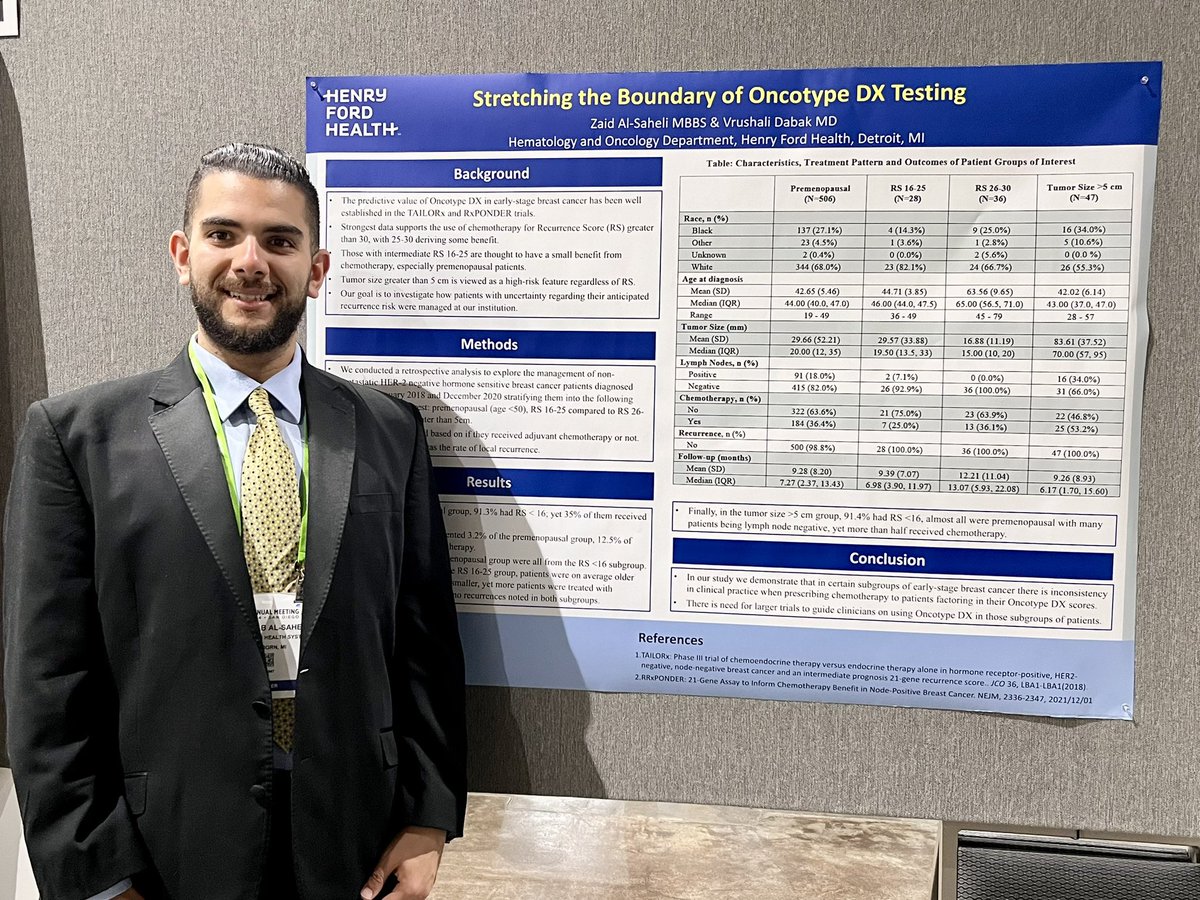 Outgoing Chief @ZaidAlSaheli presenting his research on OncotypeDX testing in breast cancer at #AACR this past week!