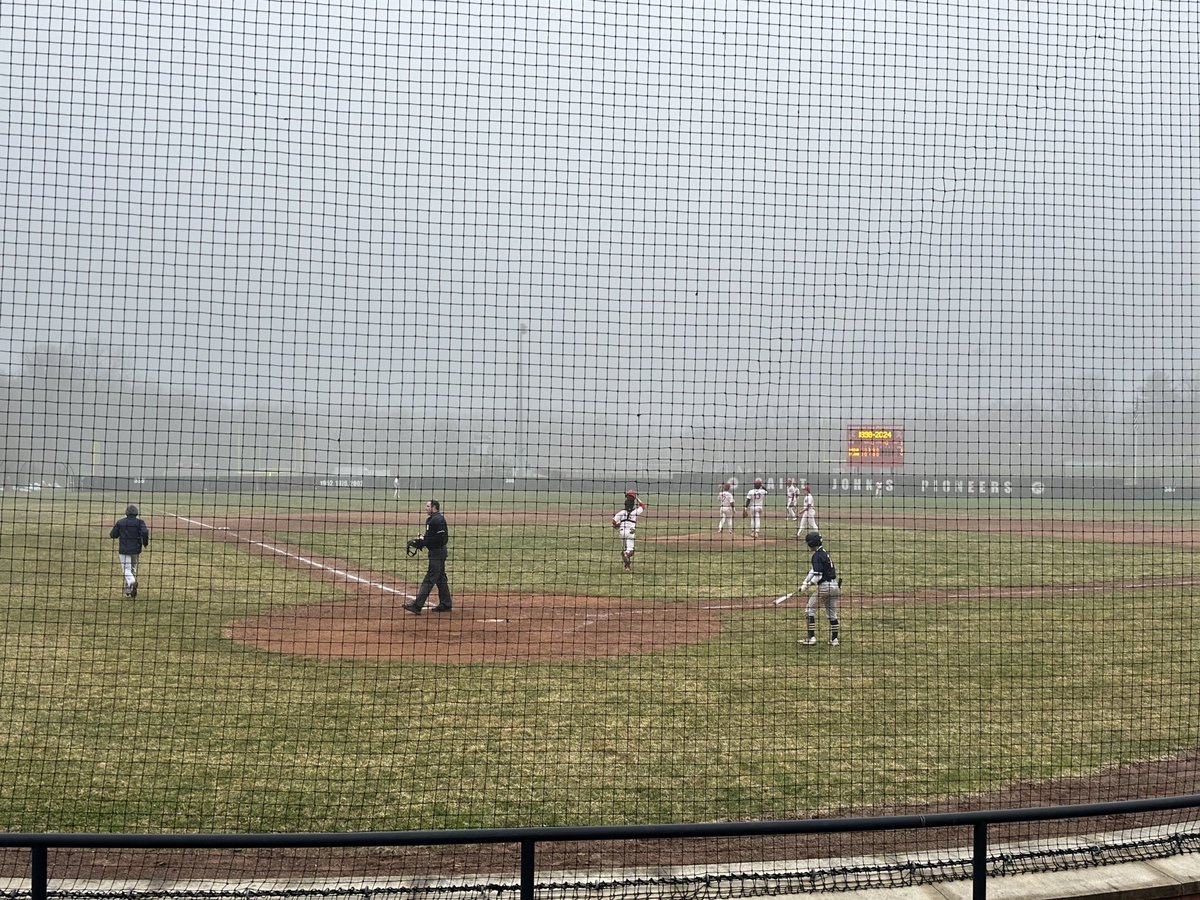 A tad foggy here at St. John’s ⁦@tgsports⁩ ⁦@SJHS_PioneersAD⁩ ⁦@ColonialsAD⁩