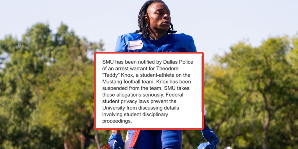 𝗨𝗽𝗱𝗮𝘁𝗲: SMU CB Teddy Knox has been identified as the other driver involved in the multi-car crash in Dallas with #Chiefs WR Rashee Rice. He has been suspended by the team. Knox is facing the same charges as Rice.