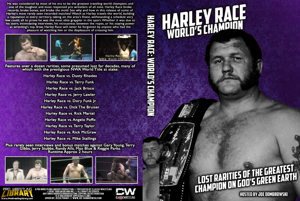 Happy birthday Harley Race! Harley would be 81 today. You can celebrate his legacy with classic matches vs Dusty Rhodes, Terry Funk, Jerry Lawler, Dory Funk Jr, Jack Brisco, Rick Martel & more! DVD: Joe-Dombrowski .com VOD: ProWrestlingLibrary .com Stream: ClassicWrestling .net