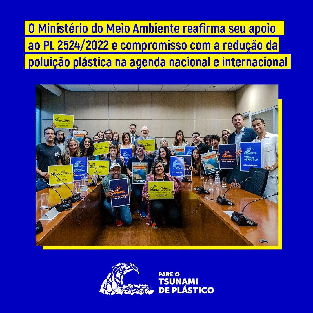 Em reunião com organizações apoiadoras da campanha #PareOTsunamiDePlástico, o secretário-executivo do Ministério do Meio Ambiente e Mudança do Clima, João Paulo Capobianco, reafirmou apoio da instituição ao #PL2524, que segue em tramitação no Senado: 4et.us/sbotro