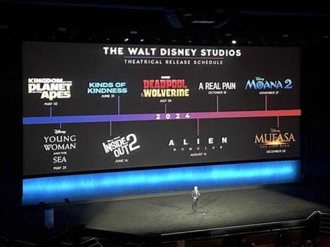El calendario de los próximos estrenos de #Disney de este año 🔥

#Marvel #Pixar #DisneyPixar #DeadpoolAndWolverine #KingdomOfThePlanetOfTheApes #InsideOut2 #AlienRomulus #Moana2 #Mufasa #YoungWomanAndTheSea #KindOfKindness