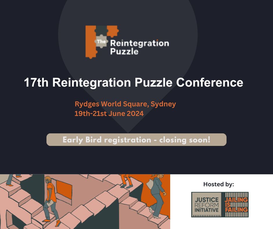 ⏰ Early bird registration closing soon! @ReintPuzzle brings together advocates, practitioners, researchers and others interested in reducing the cycle of disadvantage and imprisonment. 💰 Save $150 by registering before 30 April 2024. REGISTER NOW! ➡️ loom.ly/ZcseNr0